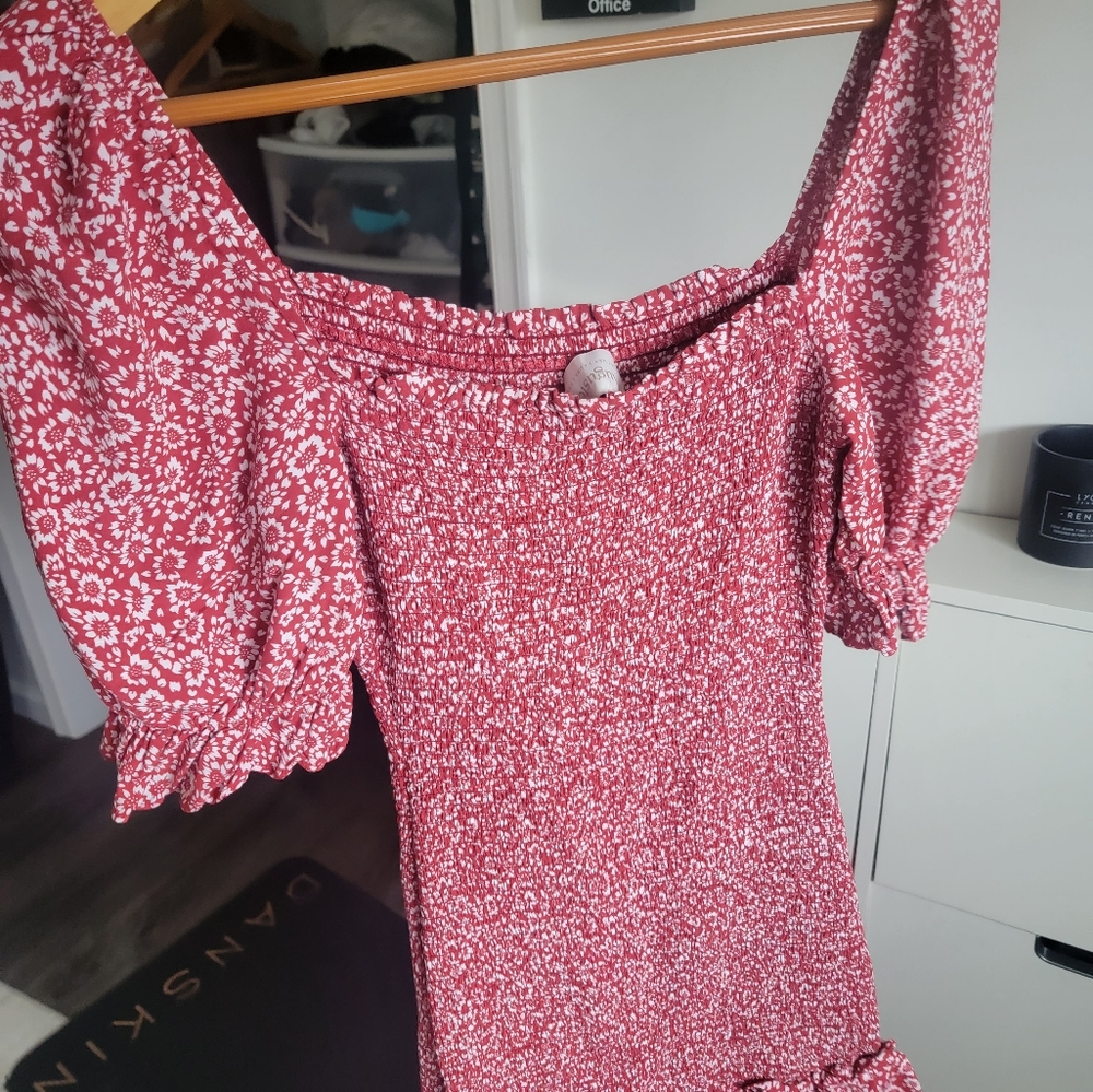 Red floral dress